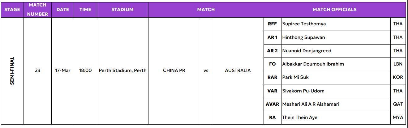 半岛体育注册网址-官方：泰国裁判泰斯托姆亚将执法中国女足vs澳大利亚女足